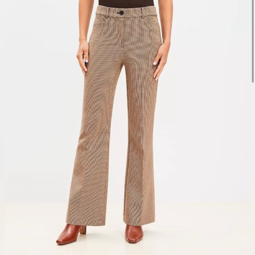 LOFT Flare Pants in Puppytooth Doubleface | Size 10